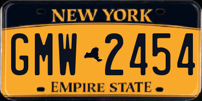 NY license plate GMW2454