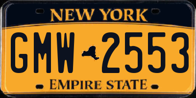 NY license plate GMW2553