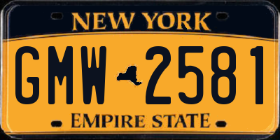 NY license plate GMW2581