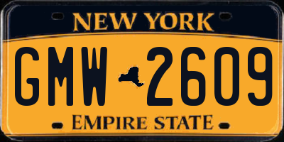 NY license plate GMW2609