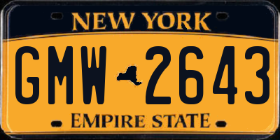 NY license plate GMW2643