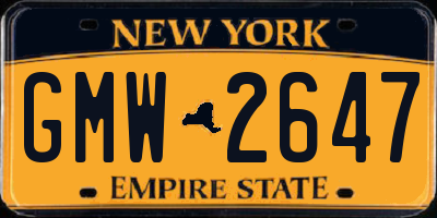 NY license plate GMW2647