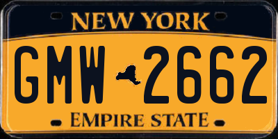 NY license plate GMW2662
