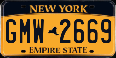 NY license plate GMW2669
