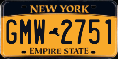 NY license plate GMW2751