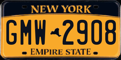 NY license plate GMW2908