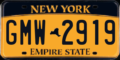 NY license plate GMW2919