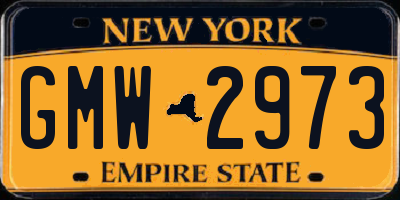 NY license plate GMW2973