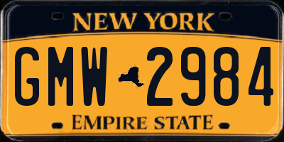 NY license plate GMW2984