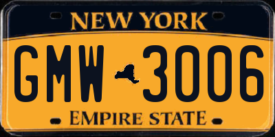NY license plate GMW3006
