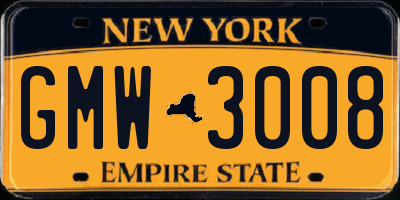 NY license plate GMW3008