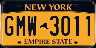 NY license plate GMW3011