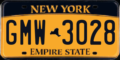 NY license plate GMW3028