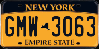 NY license plate GMW3063