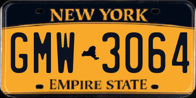 NY license plate GMW3064