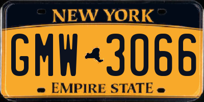 NY license plate GMW3066