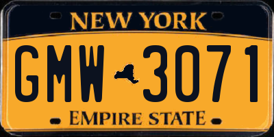 NY license plate GMW3071