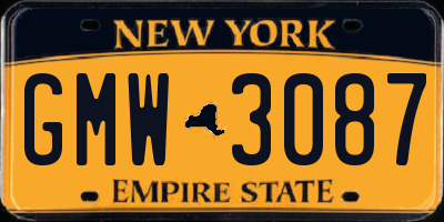 NY license plate GMW3087