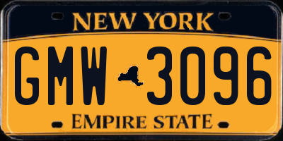 NY license plate GMW3096
