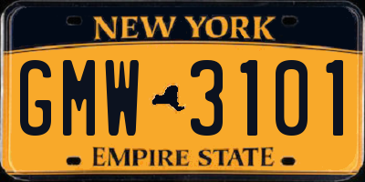 NY license plate GMW3101