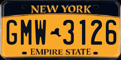 NY license plate GMW3126
