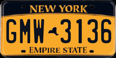 NY license plate GMW3136
