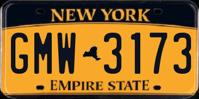 NY license plate GMW3173