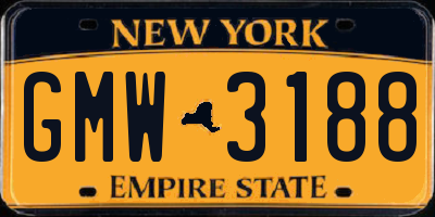 NY license plate GMW3188