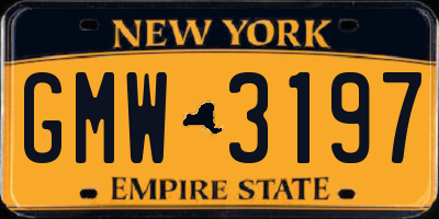 NY license plate GMW3197