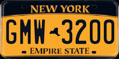 NY license plate GMW3200