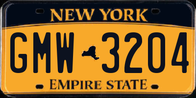 NY license plate GMW3204