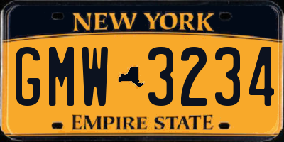 NY license plate GMW3234