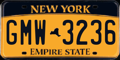 NY license plate GMW3236