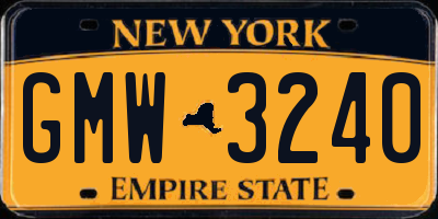 NY license plate GMW3240