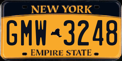 NY license plate GMW3248