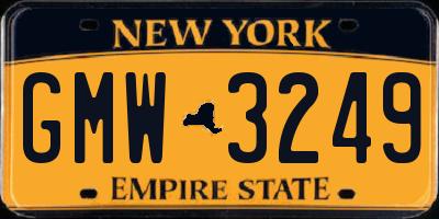 NY license plate GMW3249