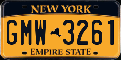 NY license plate GMW3261