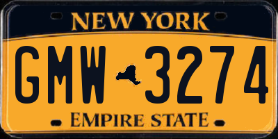 NY license plate GMW3274