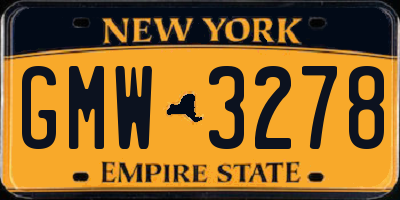 NY license plate GMW3278