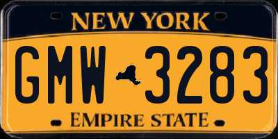 NY license plate GMW3283