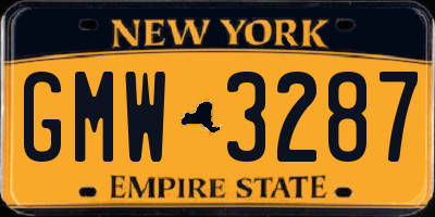 NY license plate GMW3287
