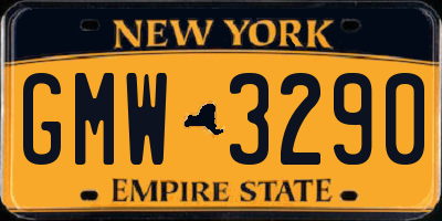 NY license plate GMW3290