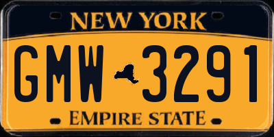 NY license plate GMW3291