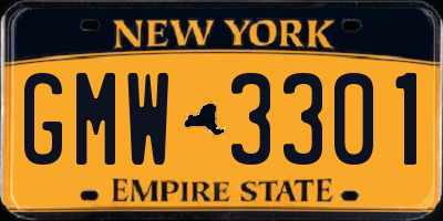 NY license plate GMW3301