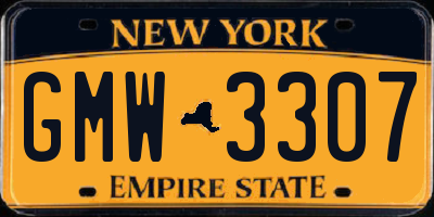 NY license plate GMW3307
