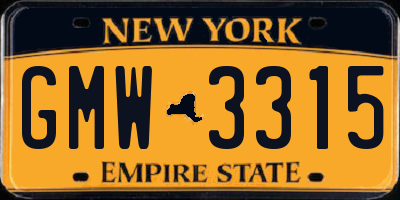 NY license plate GMW3315