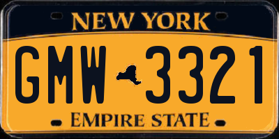 NY license plate GMW3321