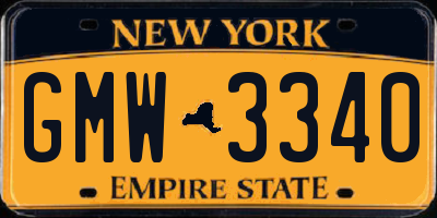 NY license plate GMW3340