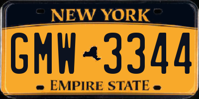 NY license plate GMW3344