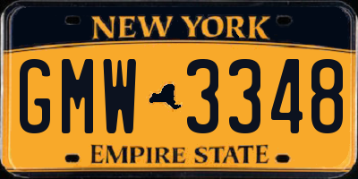 NY license plate GMW3348